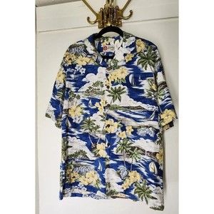 Hilo Hattie Hawaiian Shirt Mens Large Short Sleeve Button Up Made in Hawaii USA
